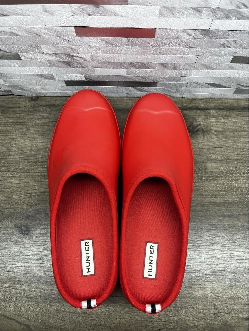 Hunter Original Play Clogs Women’s 11 Red Rubber Rain Shoes Garden Slip On - Picture 3 of 7